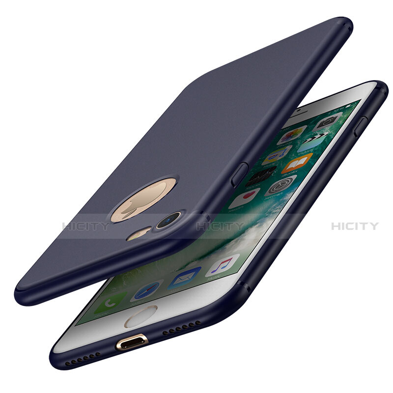 Etui Plastique Rigide avec Trou Mat pour Apple iPhone SE (2020) Bleu Plus