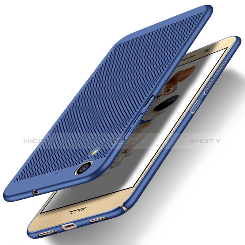 Etui Plastique Rigide Mailles Filet pour Huawei Honor 5A Bleu Plus
