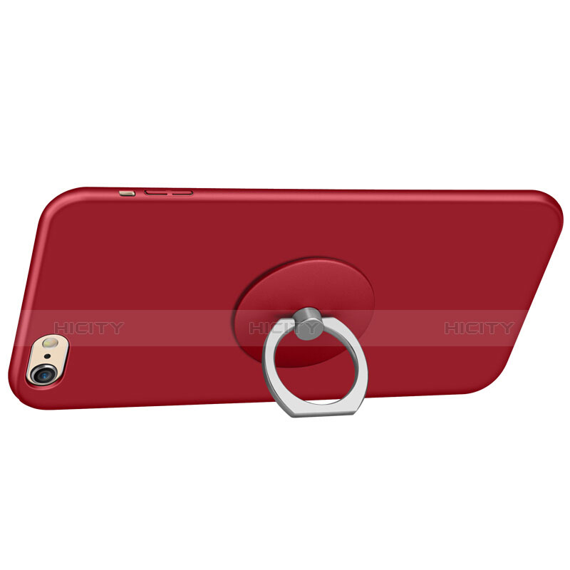 Etui Plastique Rigide Mat avec Support Bague Anneau A01 pour Apple iPhone 6S Rouge Plus