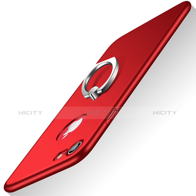 Etui Plastique Rigide Mat avec Support Bague Anneau A02 pour Apple iPhone 8 Rouge Plus