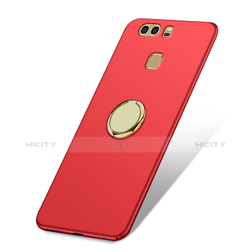 Etui Plastique Rigide Mat avec Support Bague Anneau A02 pour Huawei P9 Plus Rouge Plus
