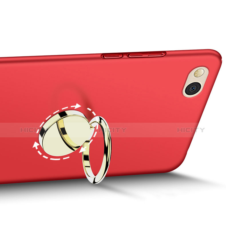 Etui Plastique Rigide Mat avec Support Bague Anneau A02 pour Xiaomi Mi 5C Rouge Plus