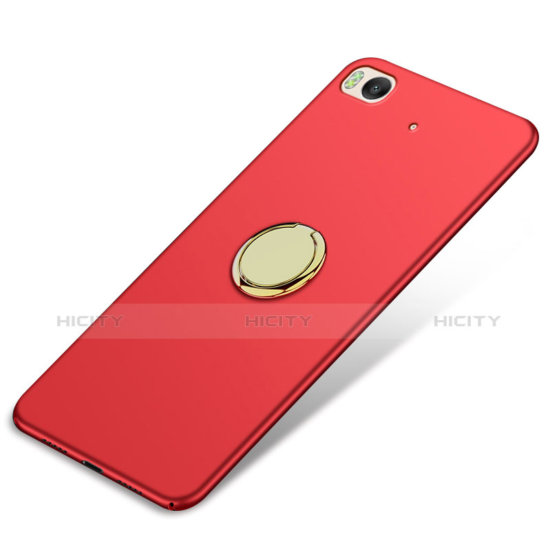 Etui Plastique Rigide Mat avec Support Bague Anneau A02 pour Xiaomi Mi 5S 4G Rouge Plus