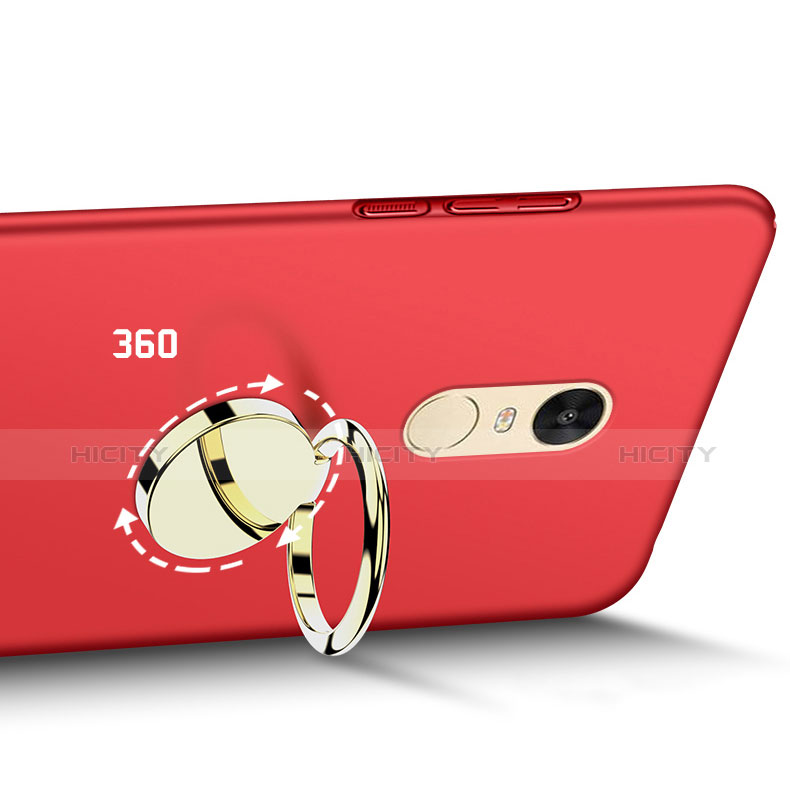 Etui Plastique Rigide Mat avec Support Bague Anneau A02 pour Xiaomi Redmi Note 3 MediaTek Rouge Plus