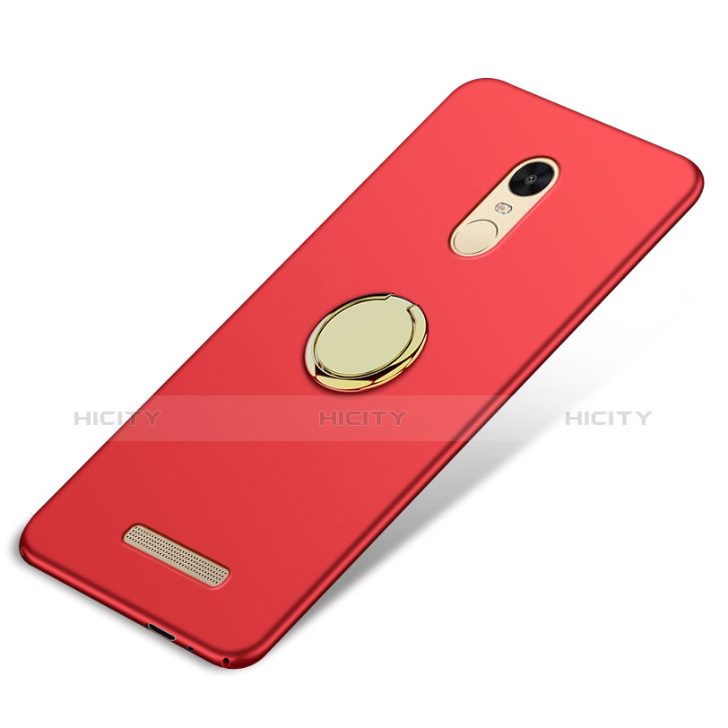 Etui Plastique Rigide Mat avec Support Bague Anneau A02 pour Xiaomi Redmi Note 3 Rouge Plus