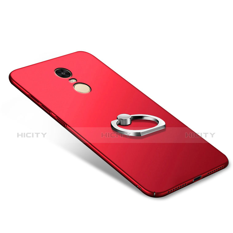 Etui Plastique Rigide Mat avec Support Bague Anneau A02 pour Xiaomi Redmi Note 4X High Edition Rouge Plus