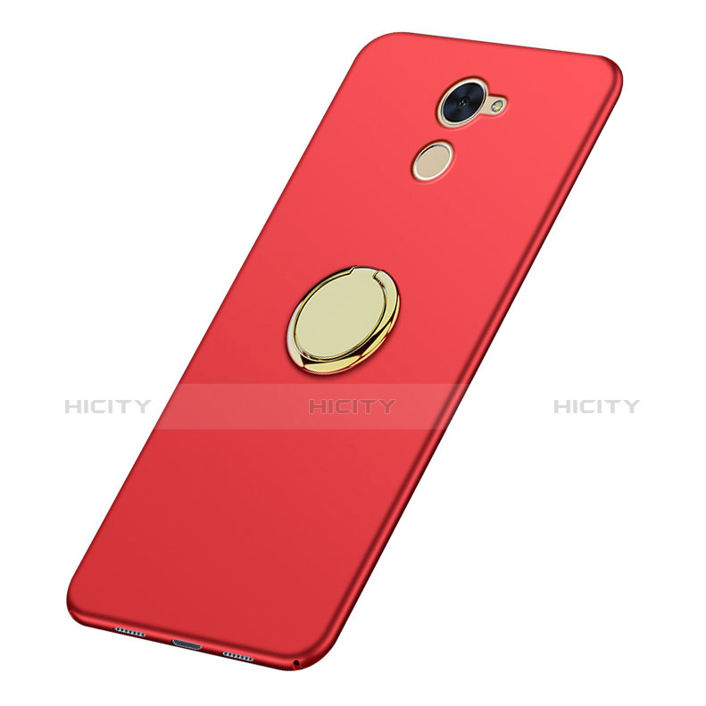Etui Plastique Rigide Mat avec Support Bague Anneau A03 pour Huawei Enjoy 7 Plus Rouge Plus