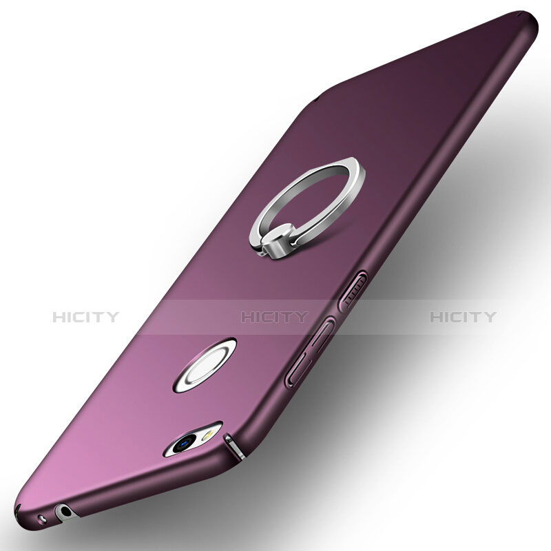 Etui Plastique Rigide Mat avec Support Bague Anneau A03 pour Huawei Honor 8 Lite Violet Plus