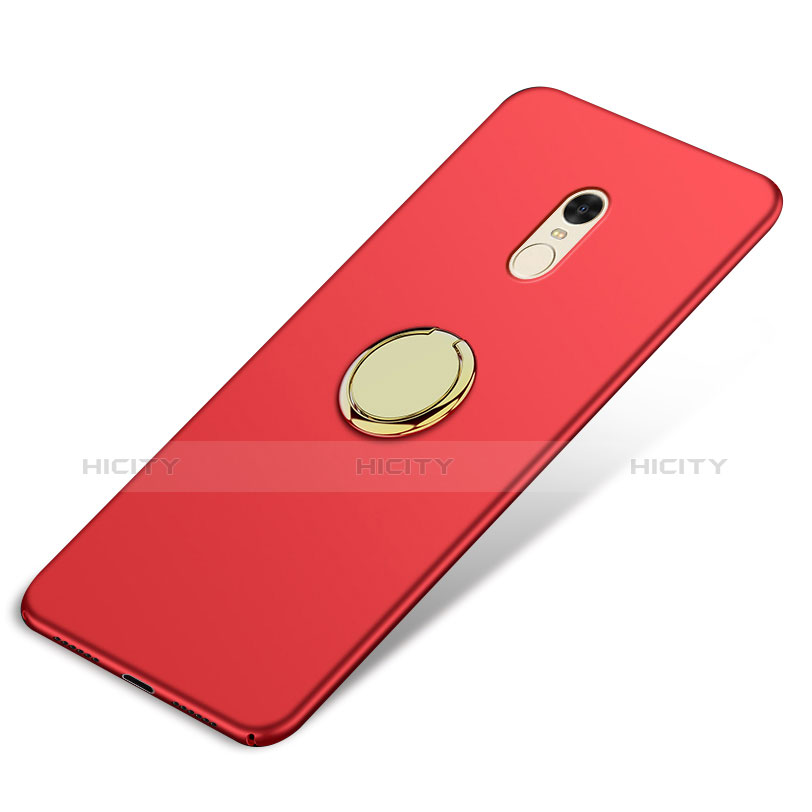 Etui Plastique Rigide Mat avec Support Bague Anneau A03 pour Xiaomi Redmi Note 4X High Edition Rouge Plus