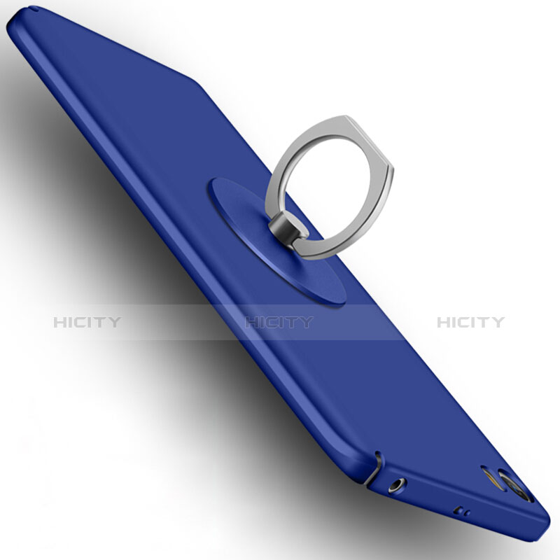 Etui Plastique Rigide Mat avec Support Bague Anneau A04 pour Xiaomi Mi 5 Bleu Plus