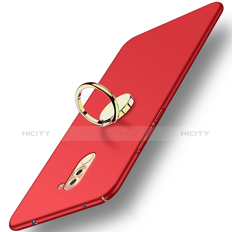 Etui Plastique Rigide Mat avec Support Bague Anneau A05 pour Huawei Honor 6X Pro Rouge Plus