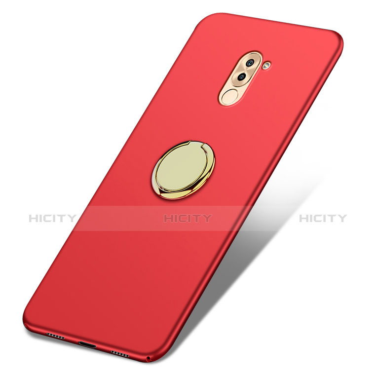 Etui Plastique Rigide Mat avec Support Bague Anneau A05 pour Huawei Honor 6X Pro Rouge Plus