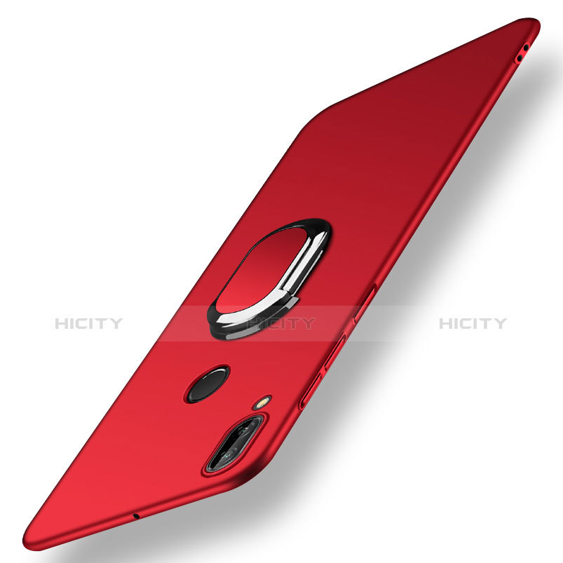 Etui Plastique Rigide Mat avec Support Bague Anneau et Laniere pour Huawei P20 Lite Rouge Plus