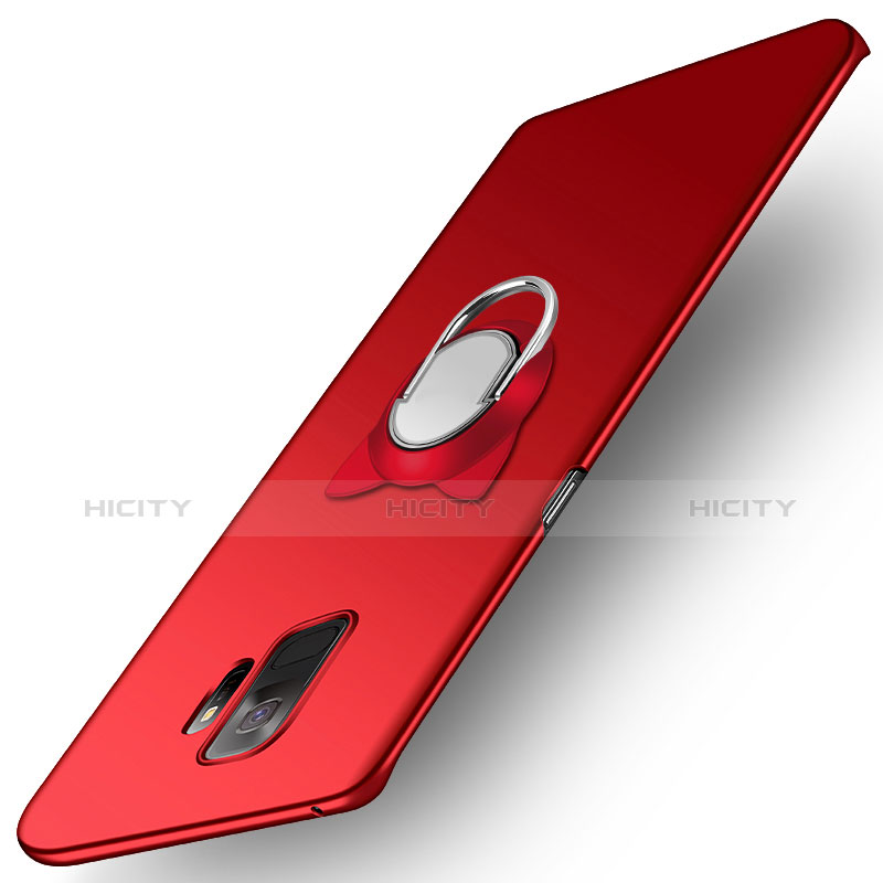 Etui Plastique Rigide Mat avec Support Bague Anneau pour Samsung Galaxy S9 Rouge Plus