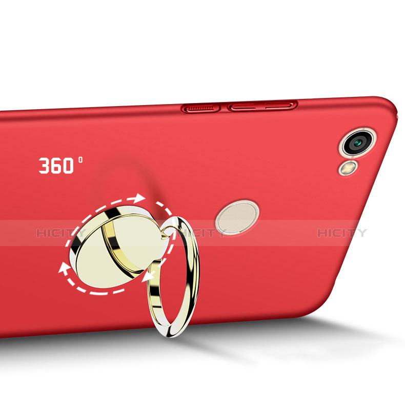 Etui Plastique Rigide Mat avec Support Bague Anneau pour Xiaomi Redmi Y1 Rouge Plus