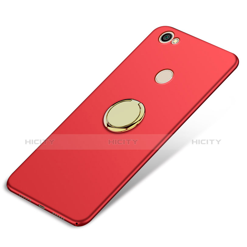 Etui Plastique Rigide Mat avec Support Bague Anneau pour Xiaomi Redmi Y1 Rouge Plus