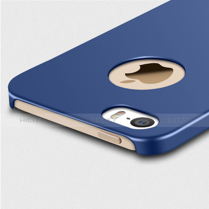 Etui Plastique Rigide Mat et Support Bague Anneau pour Apple iPhone 5S Bleu Plus
