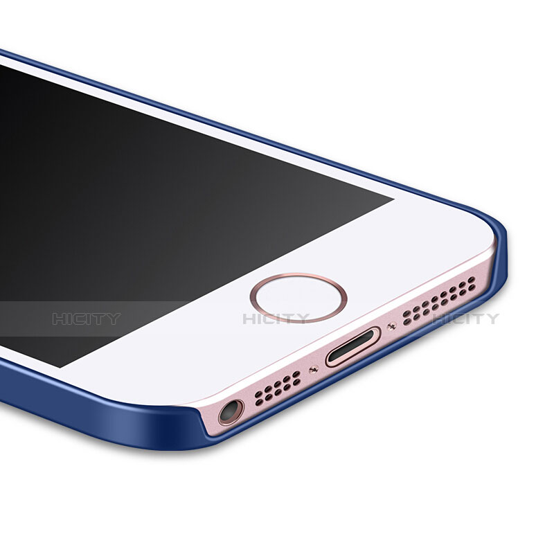 Etui Plastique Rigide Mat et Support Bague Anneau pour Apple iPhone 5S Bleu Plus