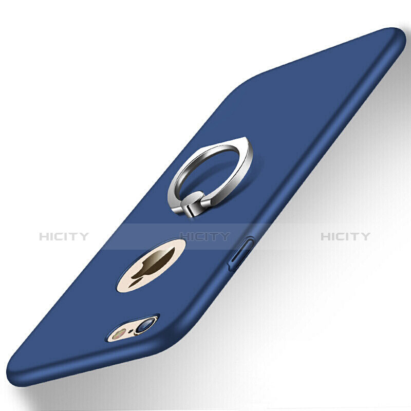 Etui Plastique Rigide Mat et Support Bague Anneau pour Apple iPhone 6 Plus Bleu Plus