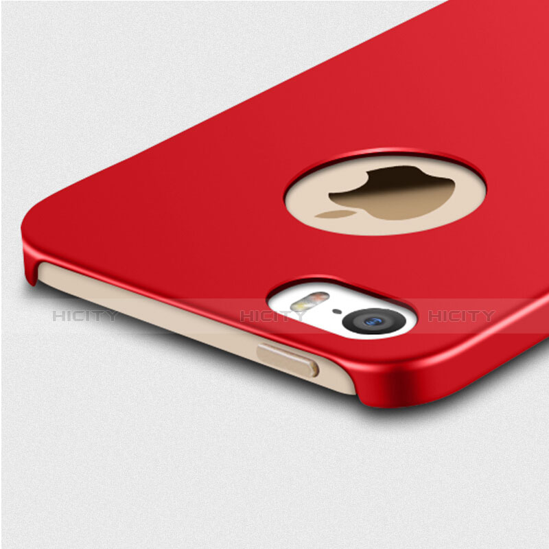Etui Plastique Rigide Mat et Support Bague Anneau pour Apple iPhone SE Rouge Plus
