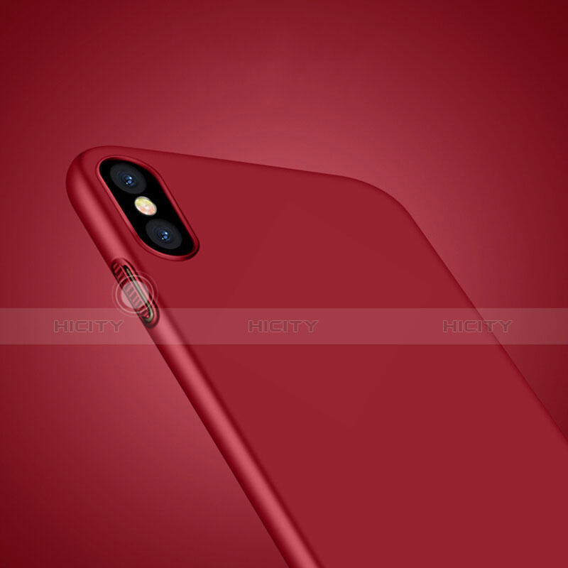 Etui Plastique Rigide Mat et Support Bague Anneau pour Apple iPhone Xs Rouge Plus