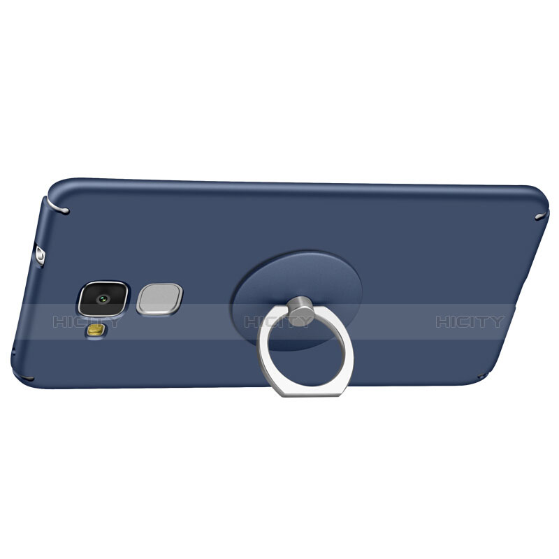 Etui Plastique Rigide Mat et Support Bague Anneau pour Huawei GR5 Mini Bleu Plus
