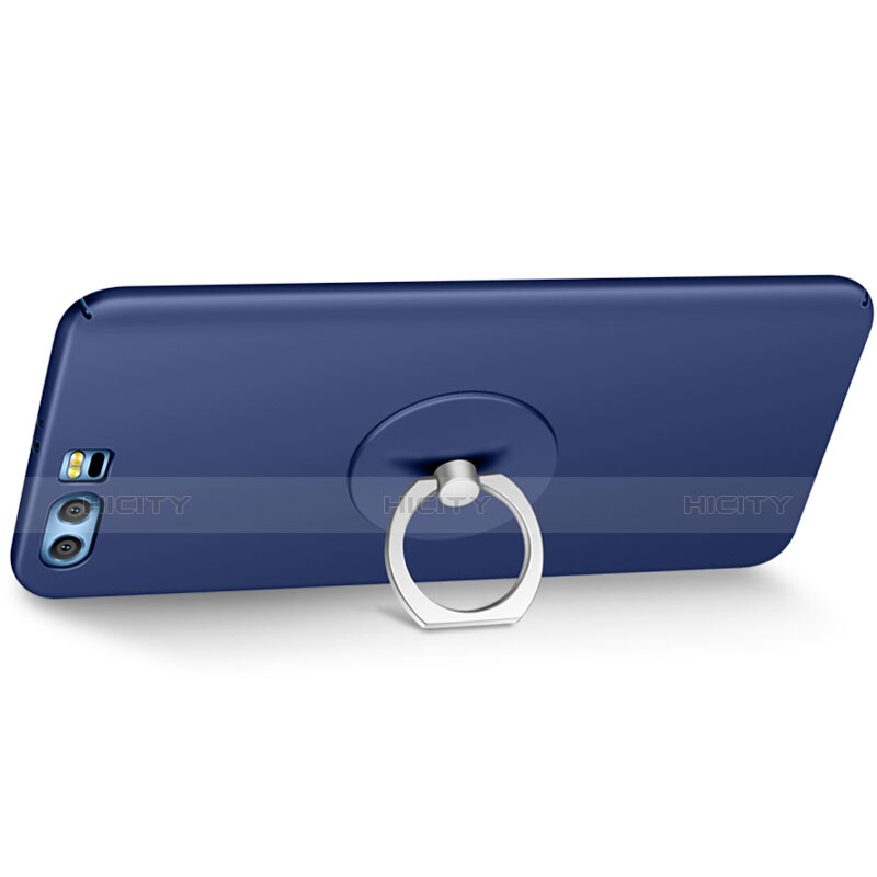 Etui Plastique Rigide Mat et Support Bague Anneau pour Huawei Honor 9 Premium Bleu Plus