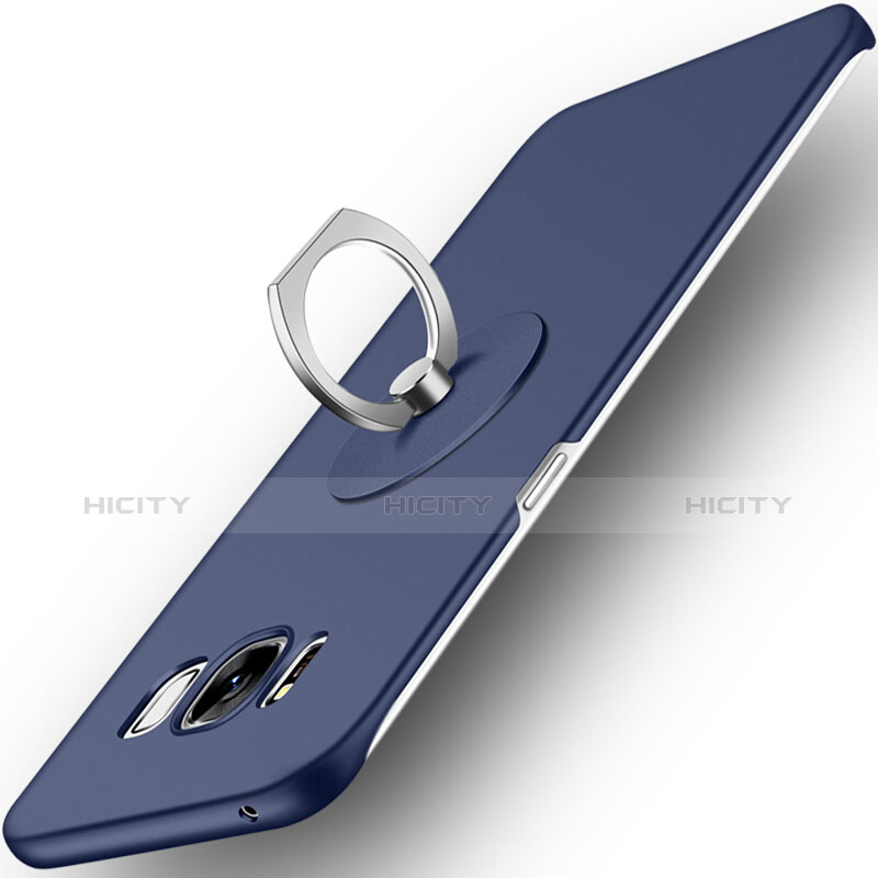 Etui Plastique Rigide Mat et Support Bague Anneau pour Samsung Galaxy S8 Plus Bleu Plus