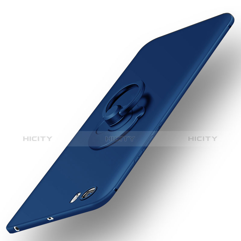 Etui Plastique Rigide Mat et Support Bague Anneau pour Xiaomi Mi 5 Bleu Plus