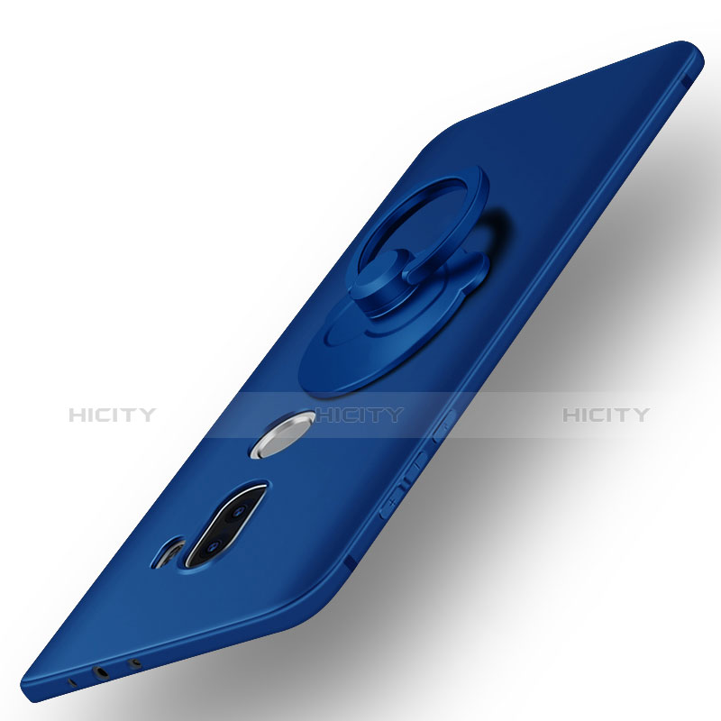 Etui Plastique Rigide Mat et Support Bague Anneau pour Xiaomi Mi 5S Plus Bleu Plus