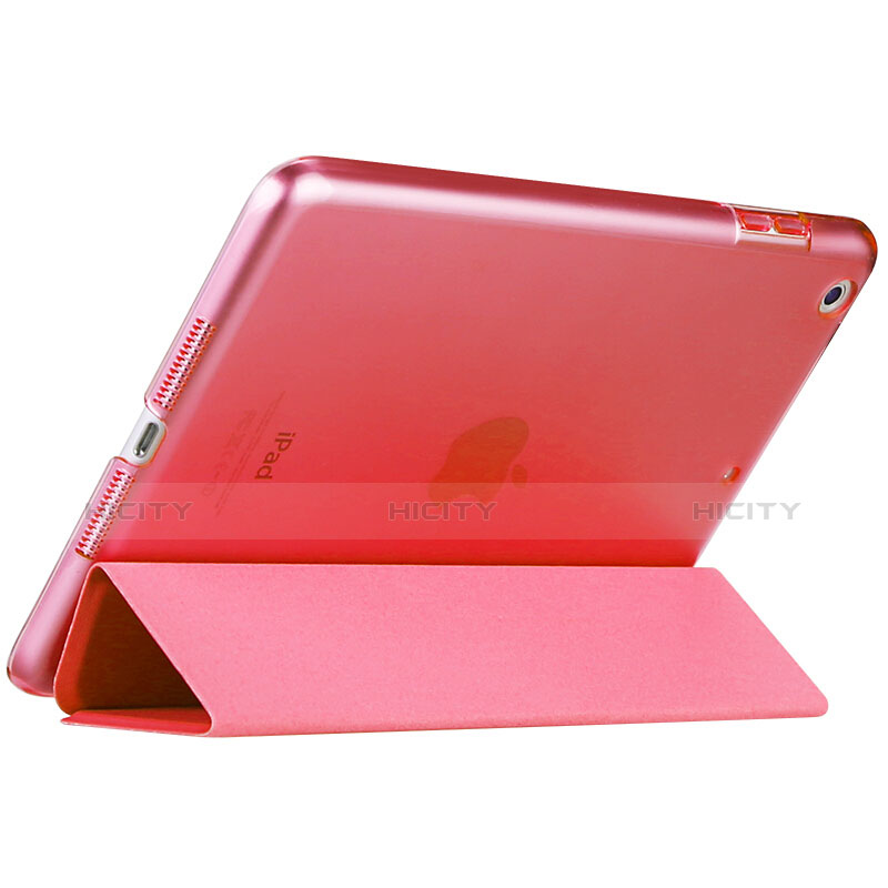 Etui Portefeuille Livre Cuir L01 pour Apple New iPad 9.7 (2017) Rouge Plus