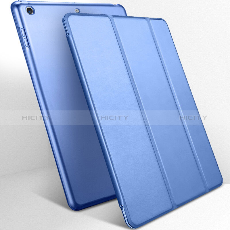 Etui Portefeuille Livre Cuir L01 pour Apple New iPad 9.7 (2018) Bleu Plus