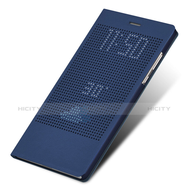 Etui Portefeuille Livre Cuir L01 pour Huawei Honor V8 Max Bleu Plus