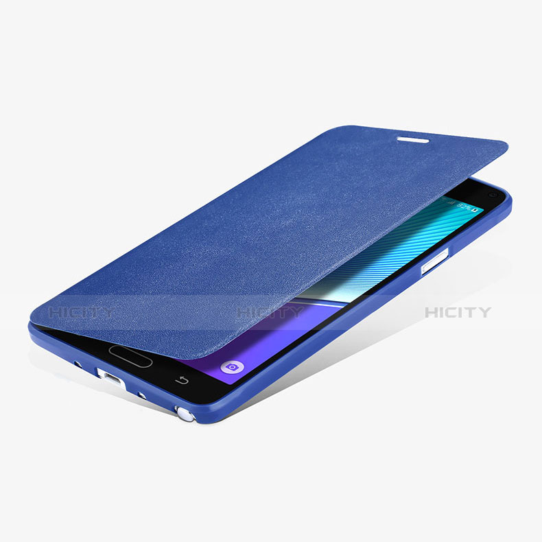 Etui Portefeuille Livre Cuir L01 pour Samsung Galaxy Note 4 Duos N9100 Dual SIM Bleu Plus