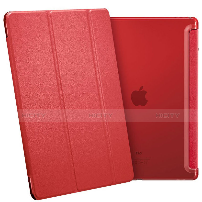 Etui Portefeuille Livre Cuir L02 pour Apple iPad Pro 12.9 Rouge Plus