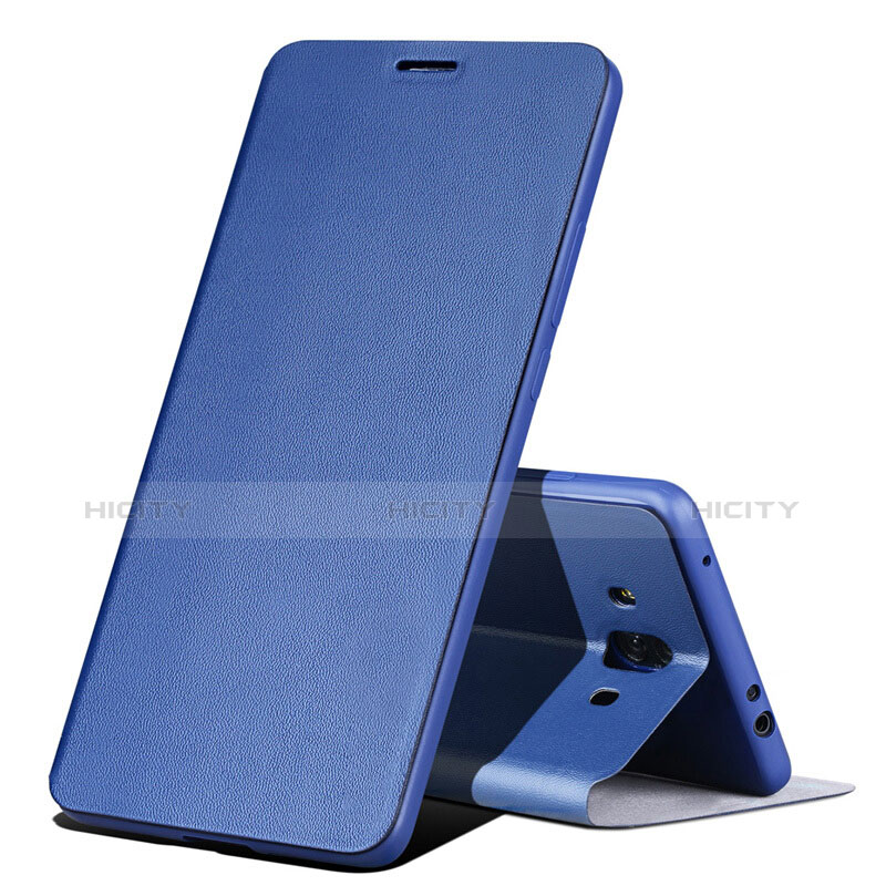 Etui Portefeuille Livre Cuir L02 pour Huawei Mate 10 Bleu Plus