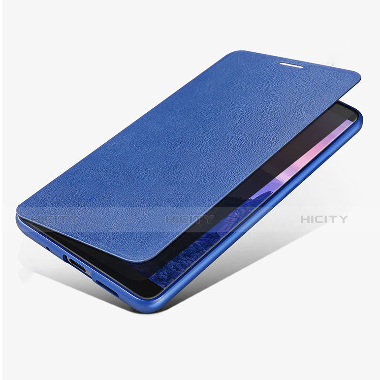 Etui Portefeuille Livre Cuir L02 pour Huawei Mate 10 Bleu Plus
