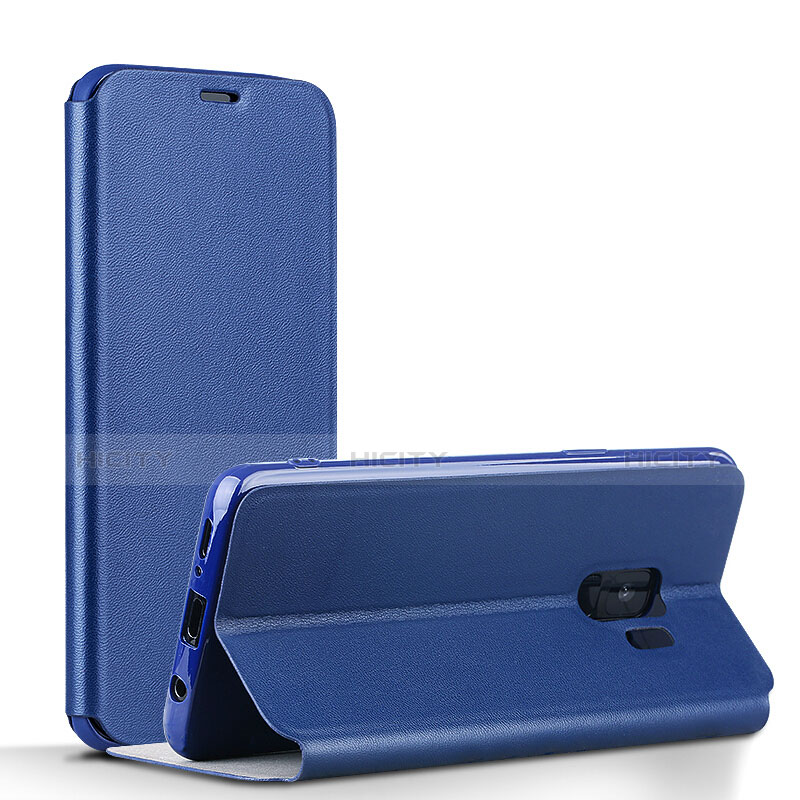 Etui Portefeuille Livre Cuir L02 pour Samsung Galaxy S9 Bleu Plus