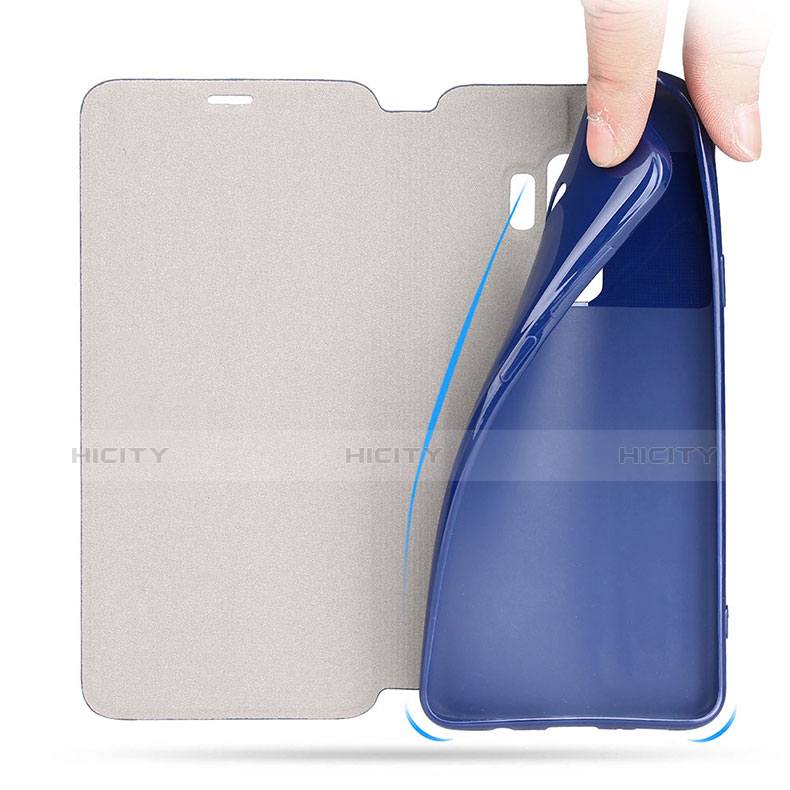 Etui Portefeuille Livre Cuir L02 pour Samsung Galaxy S9 Plus Bleu Plus