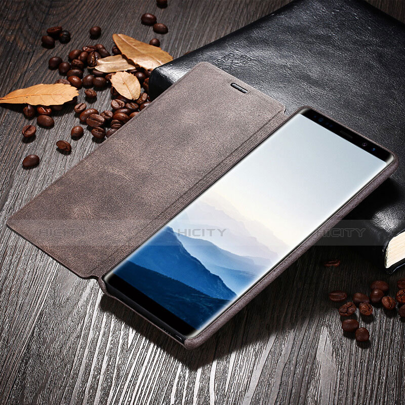 Etui Portefeuille Livre Cuir L04 pour Samsung Galaxy Note 8 Marron Plus
