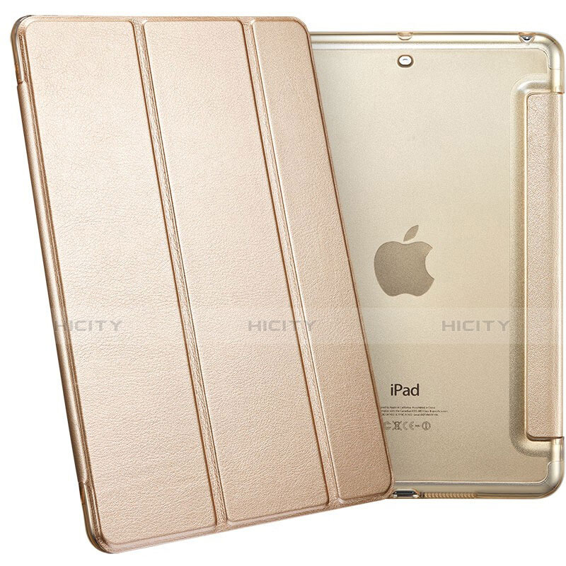 Etui Portefeuille Livre Cuir L05 pour Apple iPad Mini 2 Or Plus
