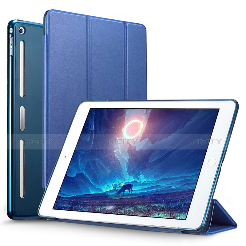 Etui Portefeuille Livre Cuir L05 pour Apple iPad Mini 3 Bleu Plus