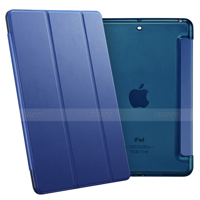 Etui Portefeuille Livre Cuir L05 pour Apple iPad Mini 3 Bleu Plus