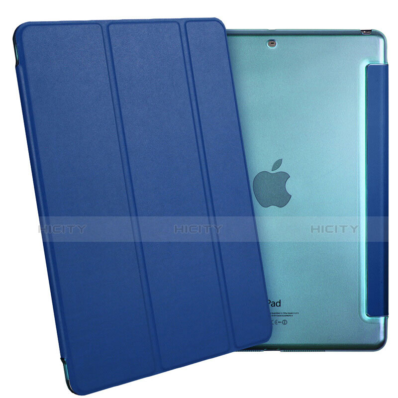 Etui Portefeuille Livre Cuir L06 pour Apple iPad Mini 2 Bleu Plus