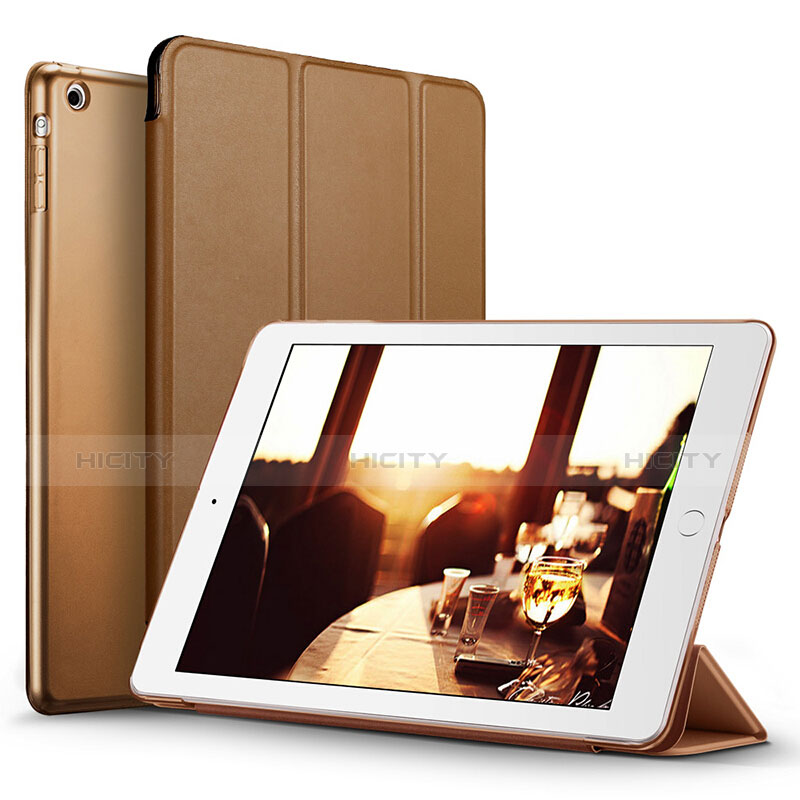 Etui Portefeuille Livre Cuir L06 pour Apple iPad Mini 2 Marron Plus
