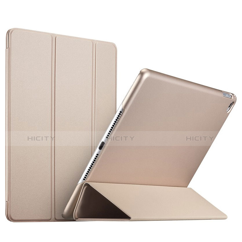 Etui Portefeuille Livre Cuir L08 pour Apple iPad Mini 4 Or Plus