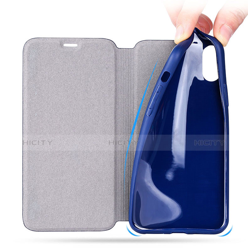Etui Portefeuille Livre Cuir pour Apple iPhone X Bleu Plus