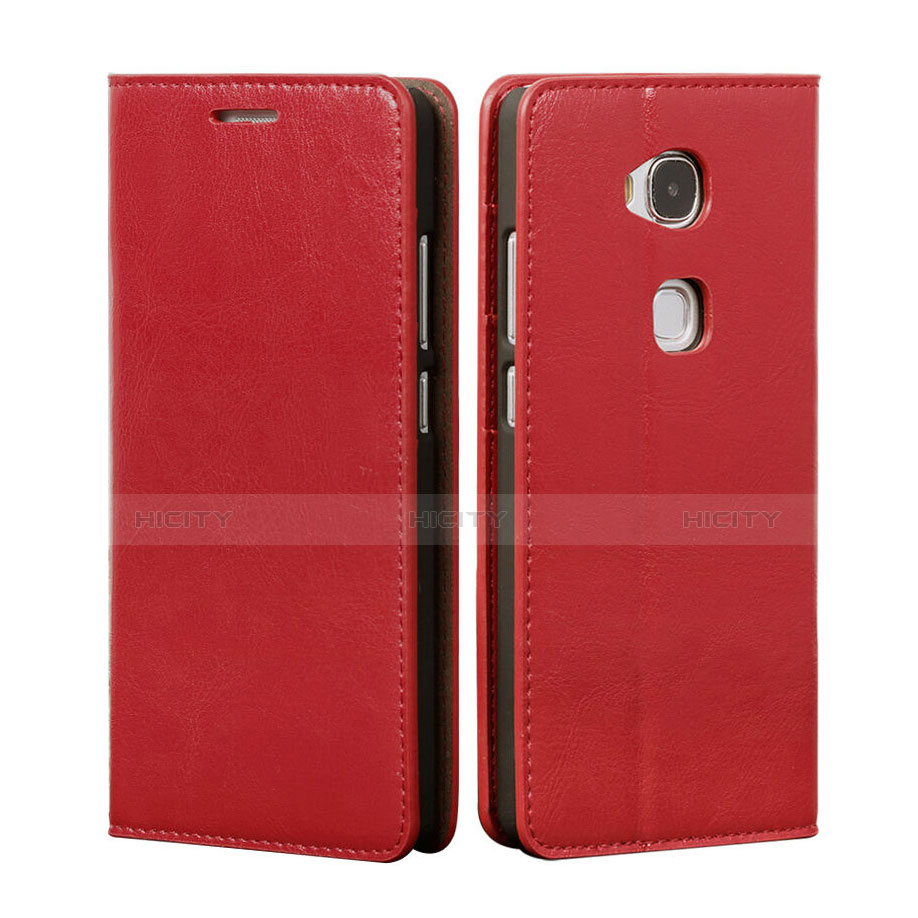 Etui Portefeuille Livre Cuir pour Huawei GR5 Rouge Plus