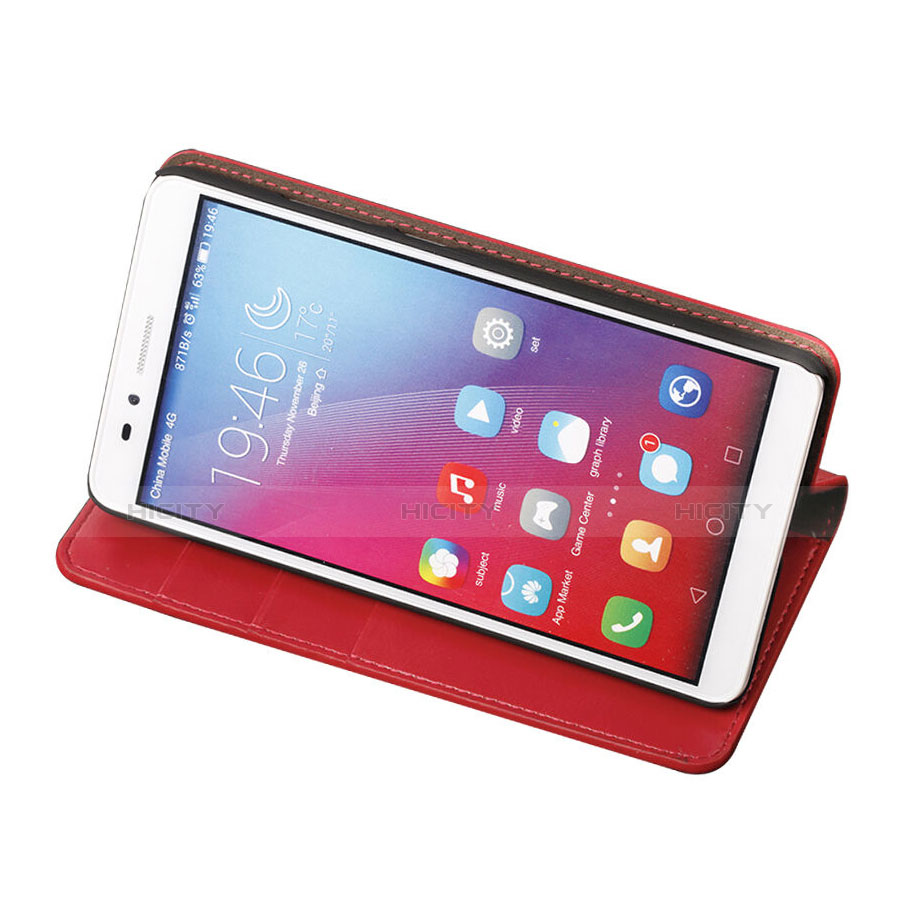 Etui Portefeuille Livre Cuir pour Huawei GR5 Rouge Plus