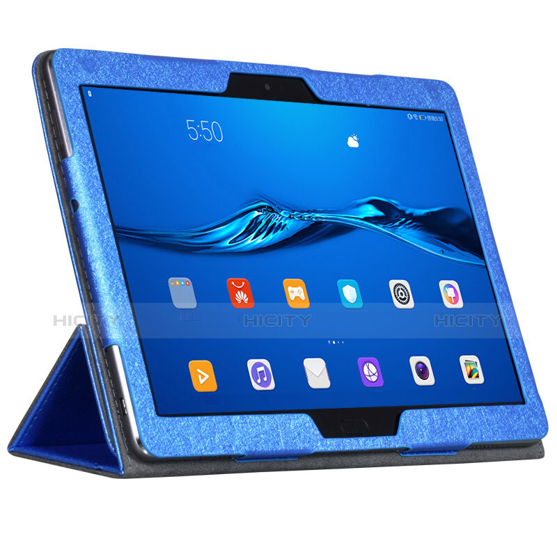 Etui Portefeuille Livre Cuir pour Huawei MediaPad M3 Lite Bleu Plus